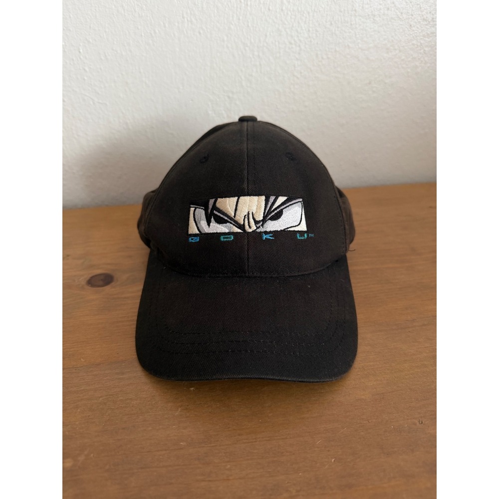 Vintage 1999 Dragon Ball Z Goku Snapback Hat Black Anime Embroidered Mens OSFA